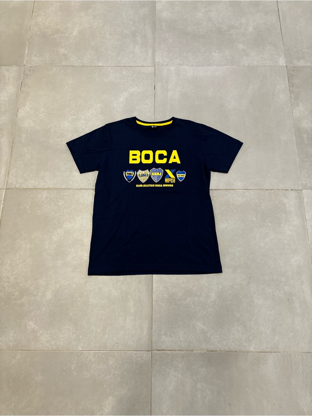 adidas Navy T-Shirt with Yellow BOCA Chest Graphic